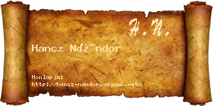 Hancz Nándor névjegykártya
