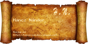 Hancz Nándor névjegykártya